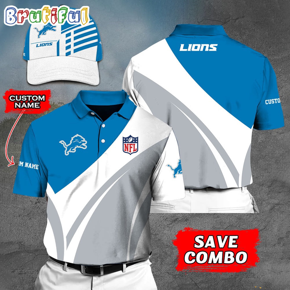 Detroit Lions Polo Shirt Custom Name Football Polo Shirts