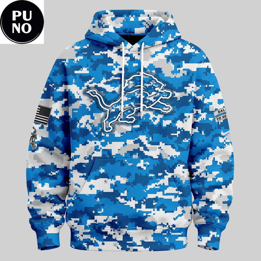 Detroit Lions Salute to Service 2026 Camo Hoodie T-Shirt