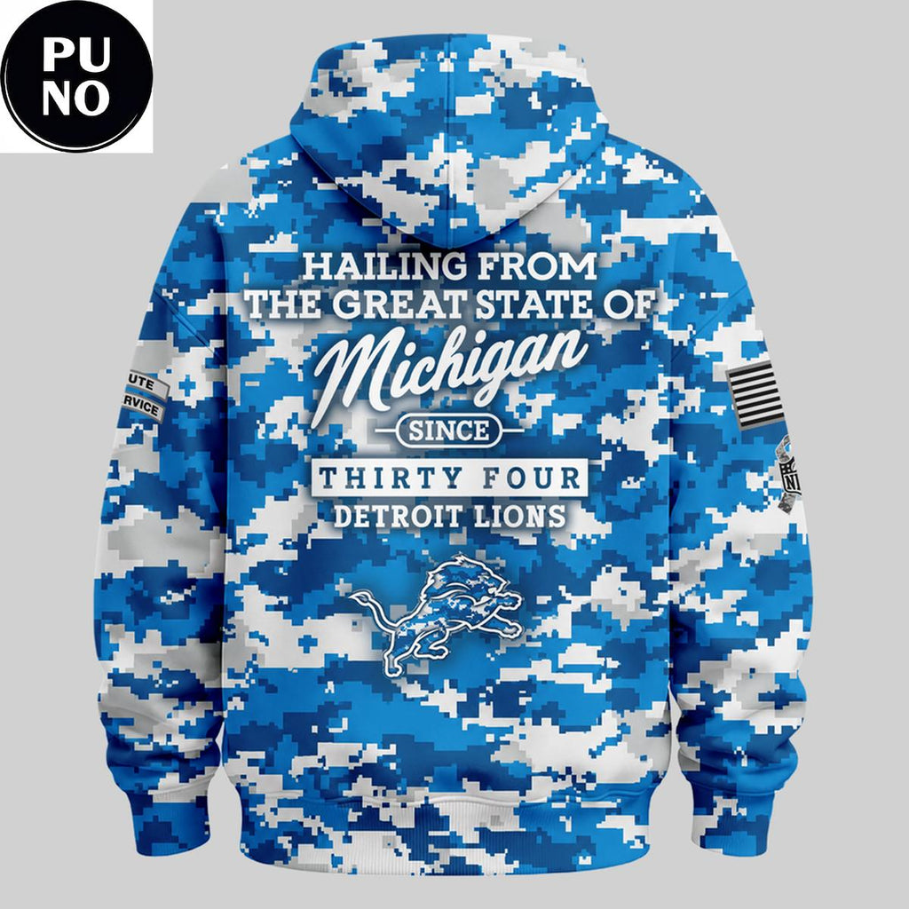 Detroit Lions Salute to Service 2026 Camo Hoodie T-Shirt