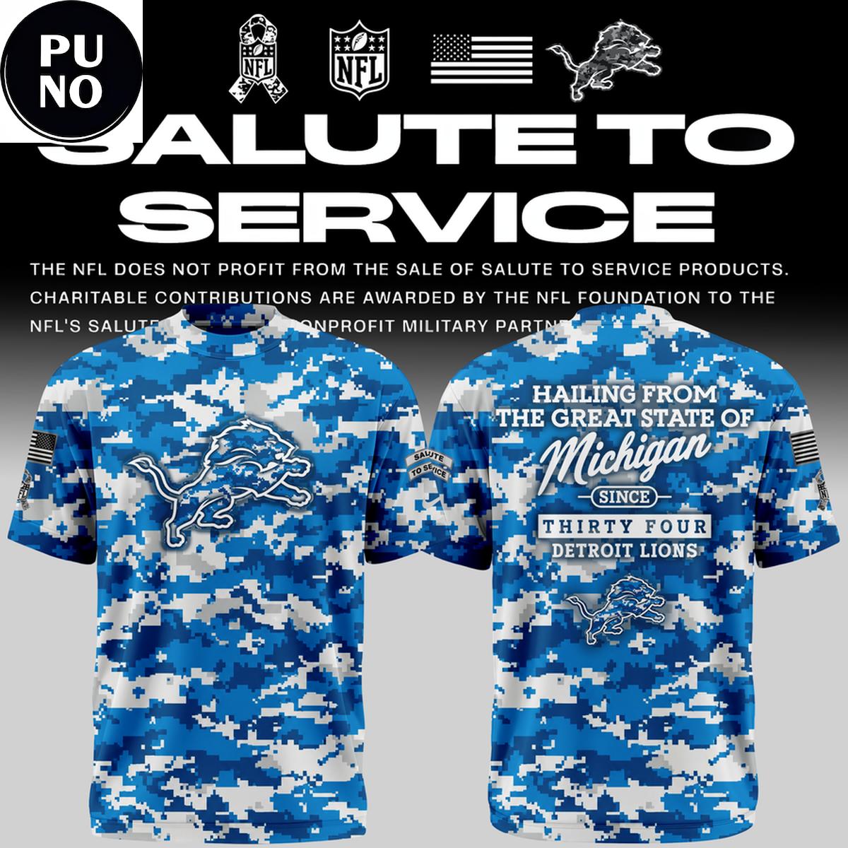 Detroit Lions Salute to Service 2026 Camo Hoodie T-Shirt