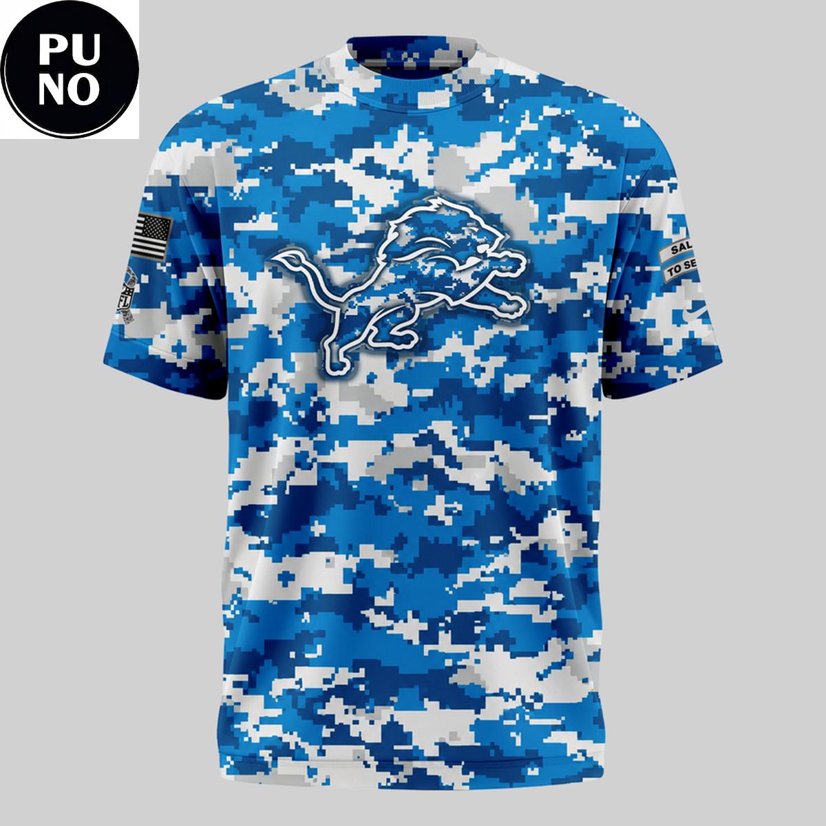Detroit Lions Salute to Service 2026 Camo Hoodie T-Shirt