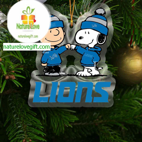 Detroit Lions Snoopy Sport NFL Acrylic Christmas Tree Decor Ornament