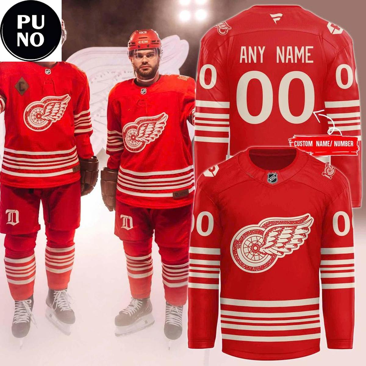 Detroit Red Wings 100th Anniversary Personalized Hockey Jersey