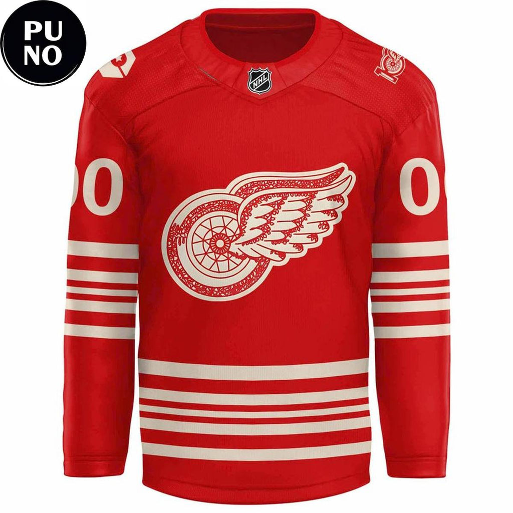Detroit Red Wings 100th Anniversary Personalized Hockey Jersey