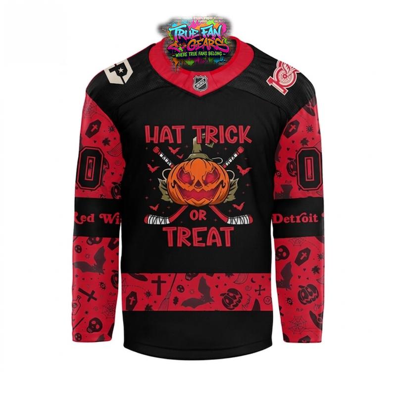 Detroit Red Wings Halloween Night Hat Trick Or Treat 2026 Hockey Jersey