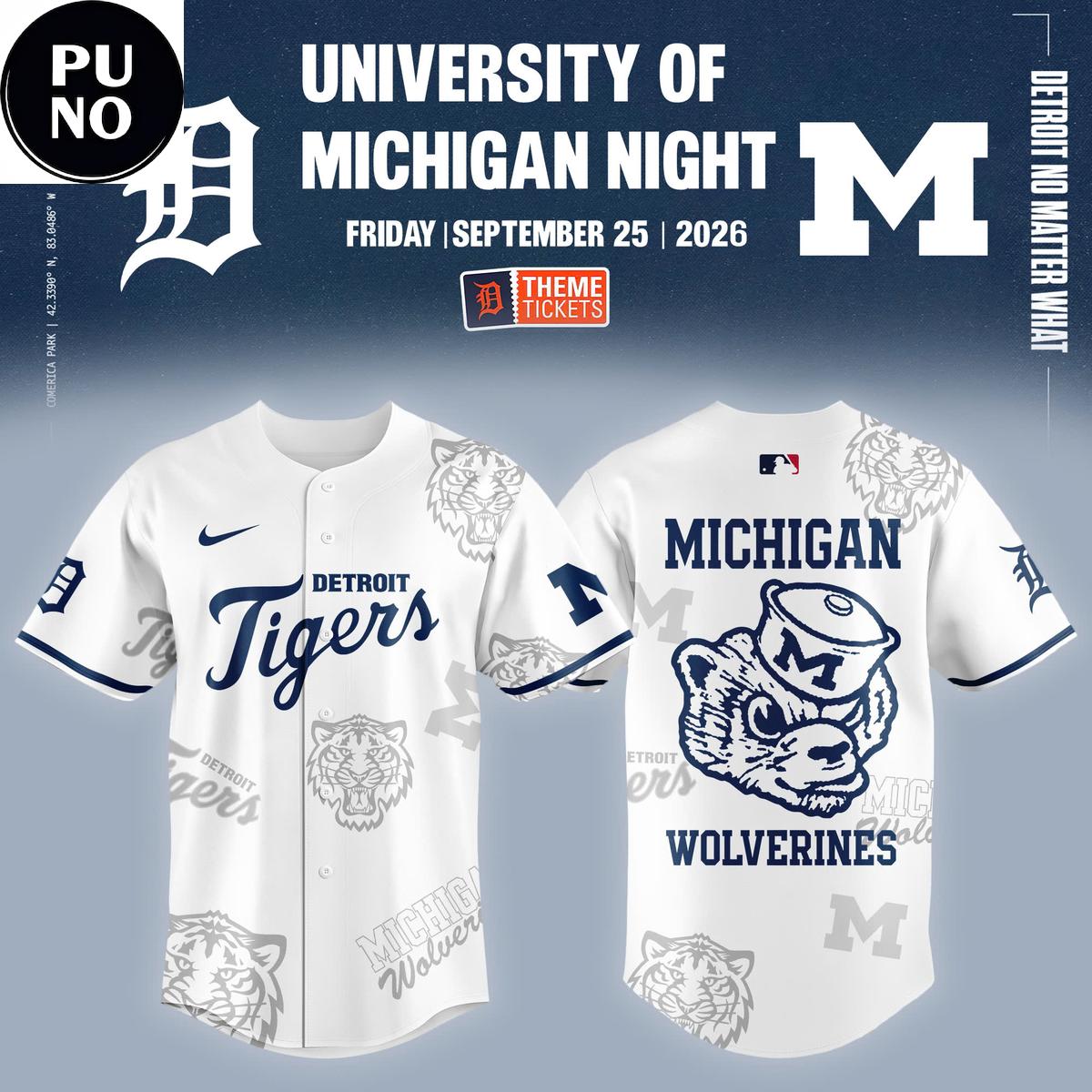 Detroit Tigers University of Michigan Night 2026 Baseball Jersey