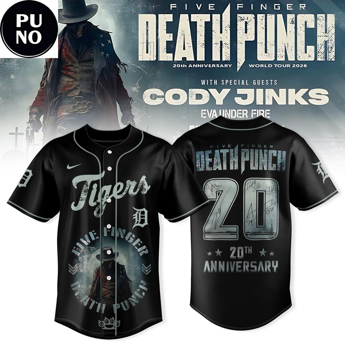 Detroit Tigers X Death Punch 20th Anniversary World Tour 2026 Baseball Jersey
