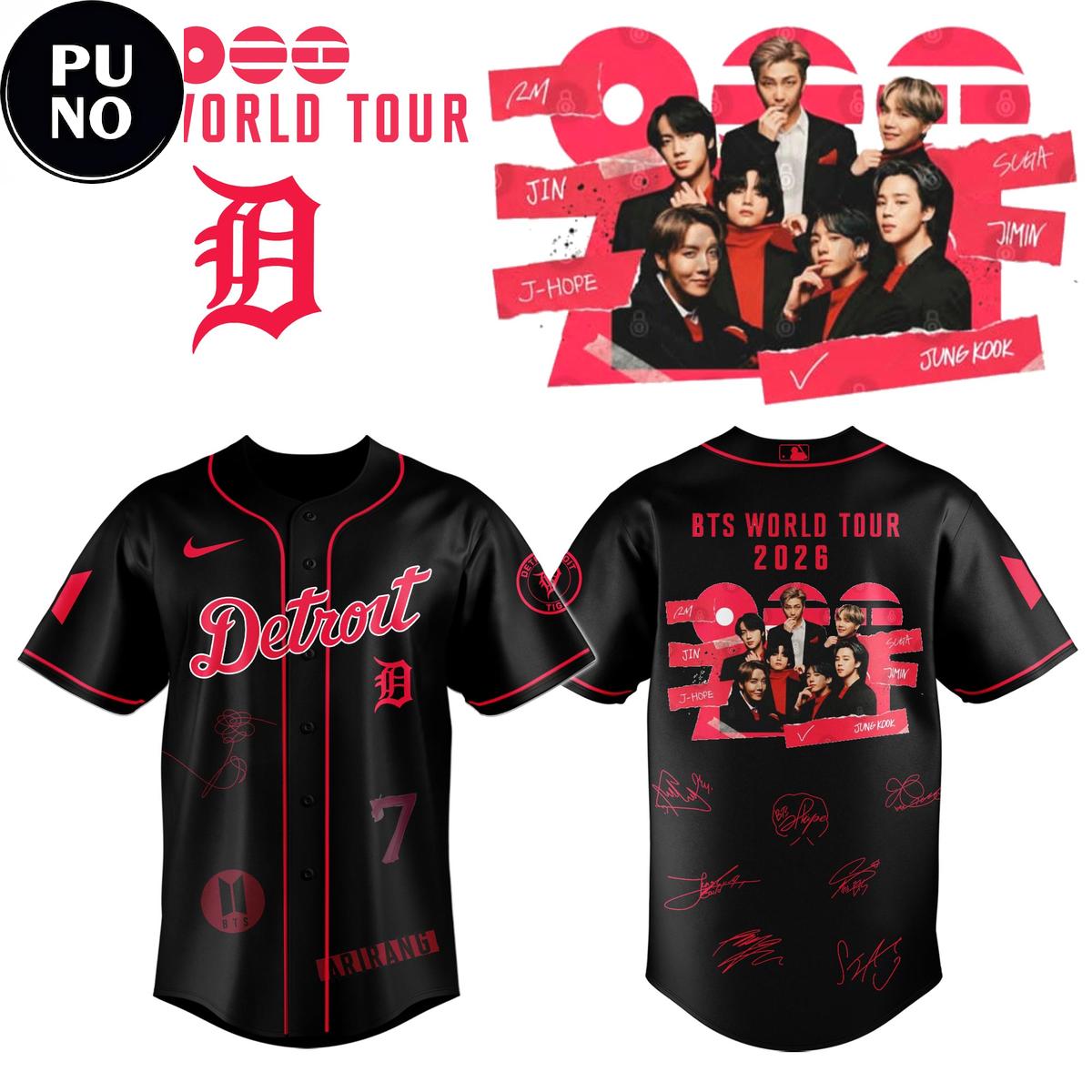 Detroit Tigers x BTS World Tour 2026 Baseball Jersey