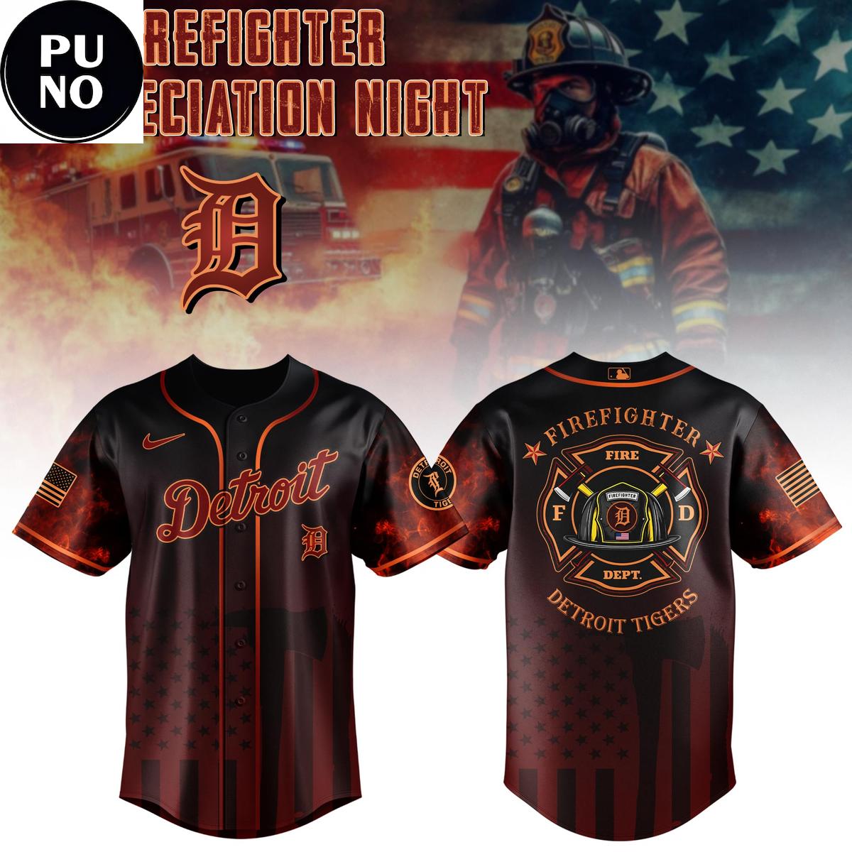 Detroit Tigers x Firefighter Appreciation Night 2026 Baseball Jersey
