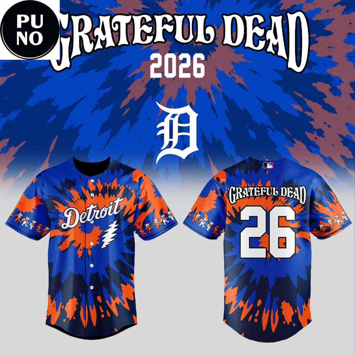 Detroit Tigers x Grateful Dead Night 2026 Personalized Baseball Jersey