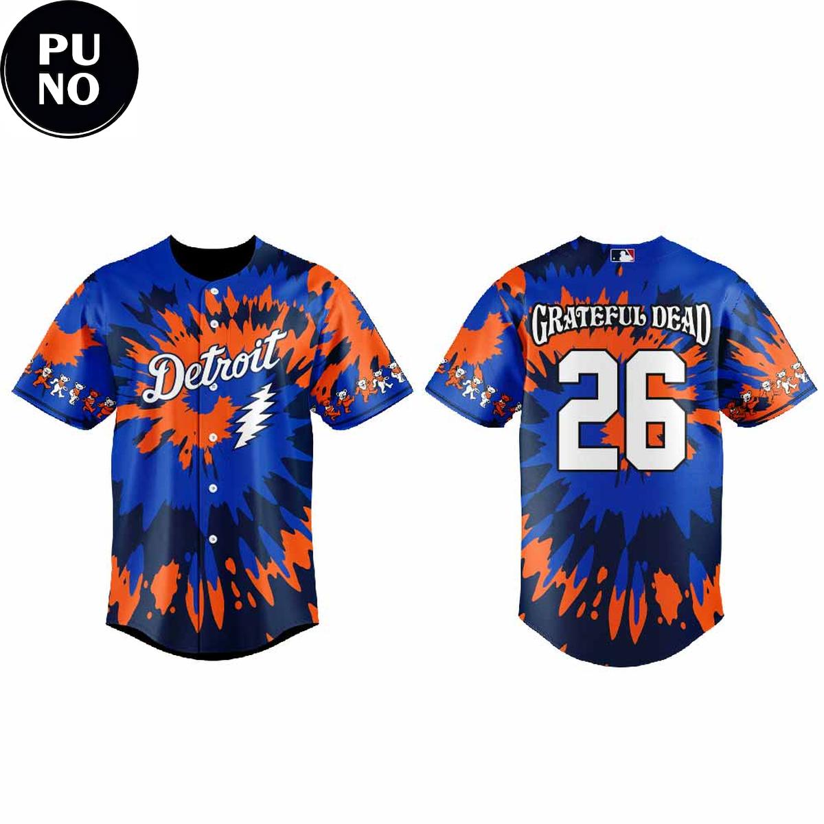 Detroit Tigers x Grateful Dead Night 2026 Personalized Baseball Jersey