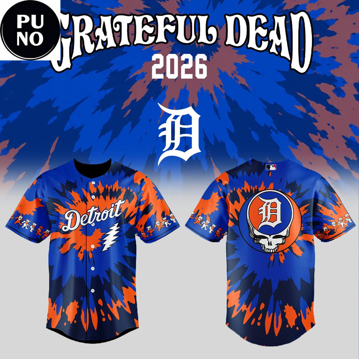 Detroit Tigers x Grateful Dead Night 2026 Personalized Baseball Jersey