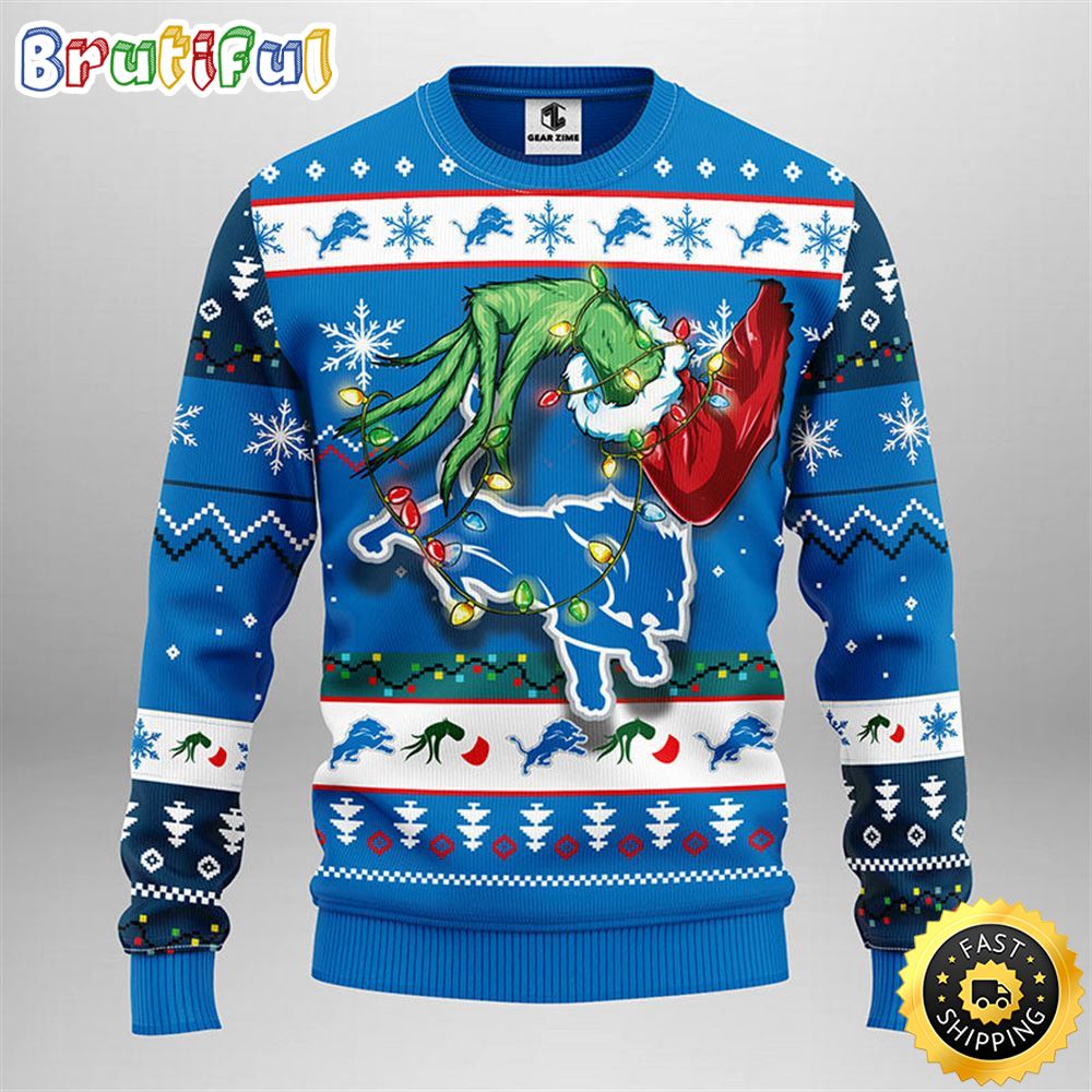 Detroit Lions Christmas Ugly Sweater Grinch Show Your Team Spirit