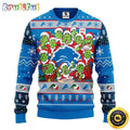 Detroit Lions Christmas Ugly Sweater Print 12 Grinch Xmas Day Show Your Team Spirit