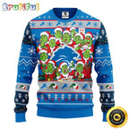 Detroit Lions Christmas Ugly Sweater Print 12 Grinch Xmas Day Show Your Team Spirit