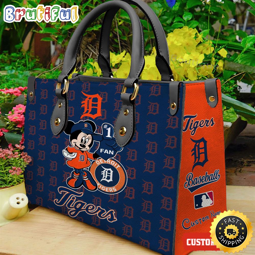 Detroit Tigers Minnie Women Leather Hand Bag
