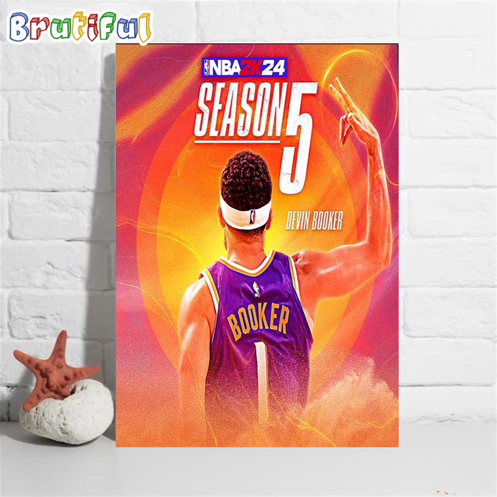 Devin Booker on Cover NBA 2K24 Season 5 Wall Art Poster Canvas