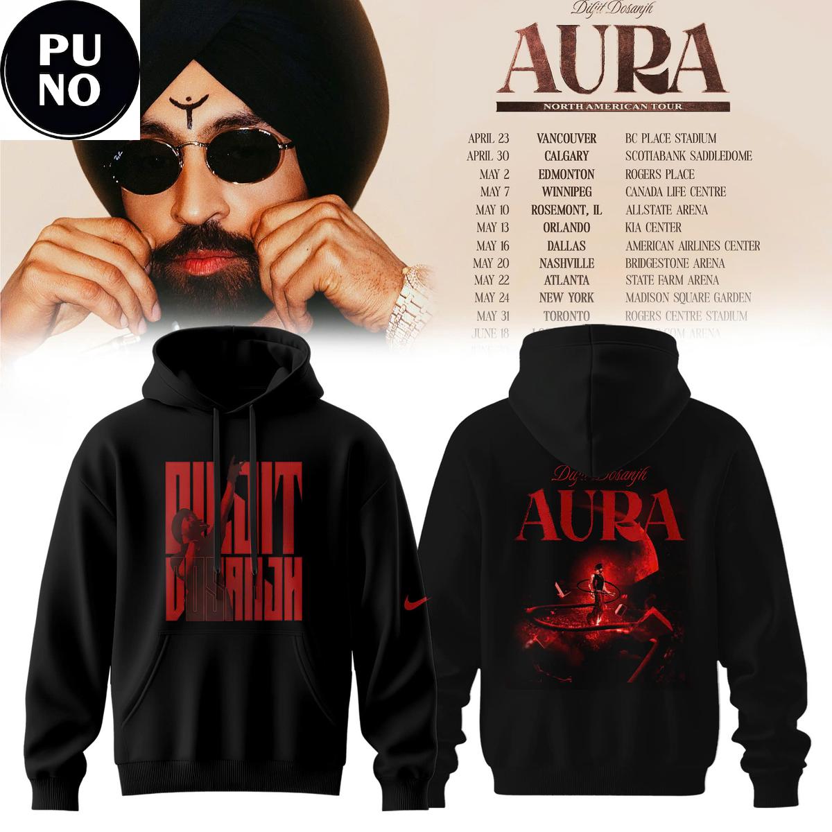 Diljit Dosanjh Aura Tour 2026 North America Hoodie Shirt