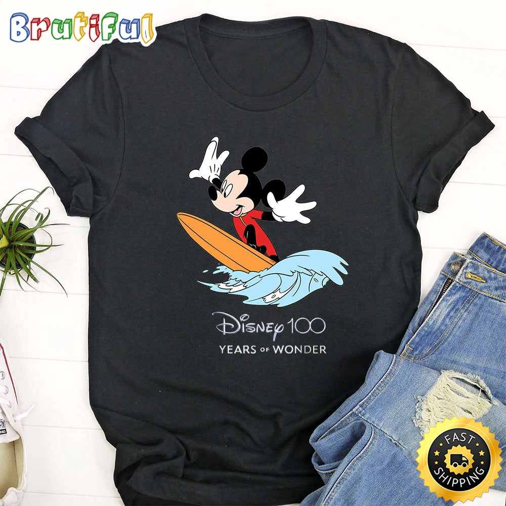 Disney Mickey Surfing T Shirt Mickey Mouse 100 Year Anniversary Unisex Shirt