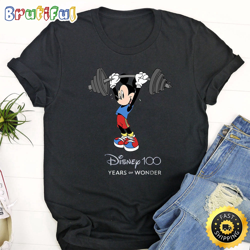 Disney Mickey Weight Lifting T Shirt Mickey Mouse 100 Year Anniversary Unisex Shirt