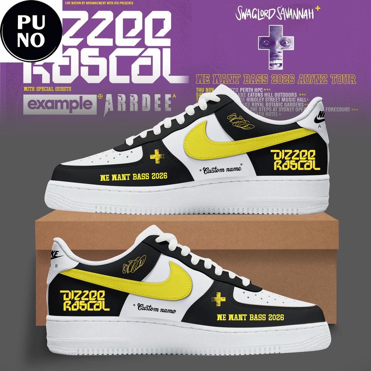 Dizzee Rascal We Want Bass Tour 2026 Custom Name Air Force 1 Shoes