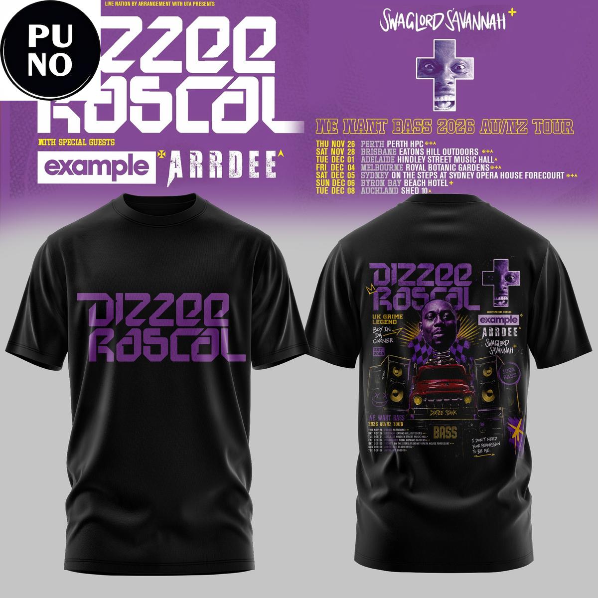 Dizzee Rascal We Want Bass Tour 2026 Hoodie T-Shirt