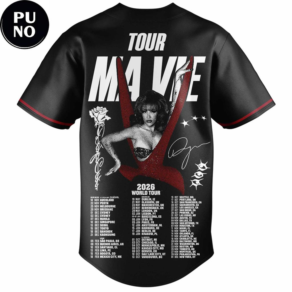 Doja Cat The Ma Vie World Tour 2026 Schedule Baseball Jersey
