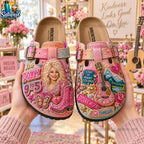 Dolly Parton 9 to 5 Pink Suede Clogs