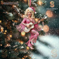 Dolly Parton Sparkly Pink Fringe Outfit Christmas Ornament