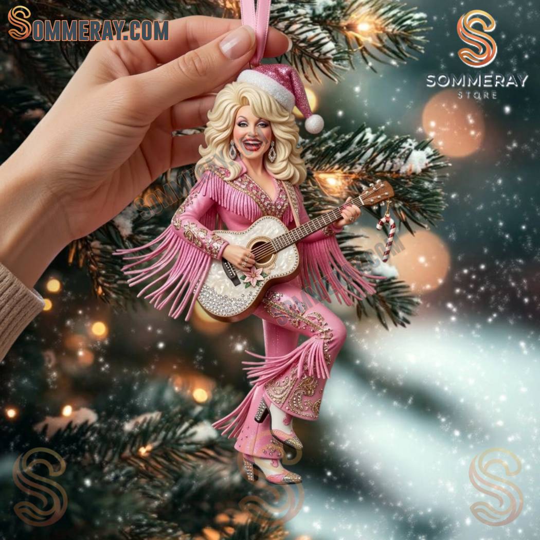 Dolly Parton Sparkly Pink Fringe Outfit Christmas Ornament