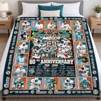 Dolphins 60th Anniversary 1966-2026 Quilt Blanket