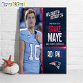 Drake Maye To Picked 3 By New England Patriots NFL Draft Detroit 2024 Wall Art Poster Canvas