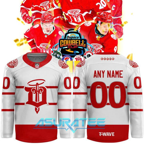 Dubuque Fighting Saints 2026 Dupaco Cowbell Cup Champion Hockey Jersey