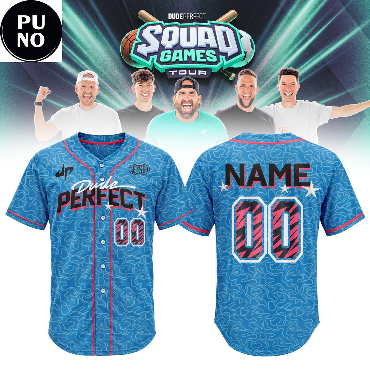 Dude Perfect Squad Games Tour 2026 Personalized Baseball Jersey