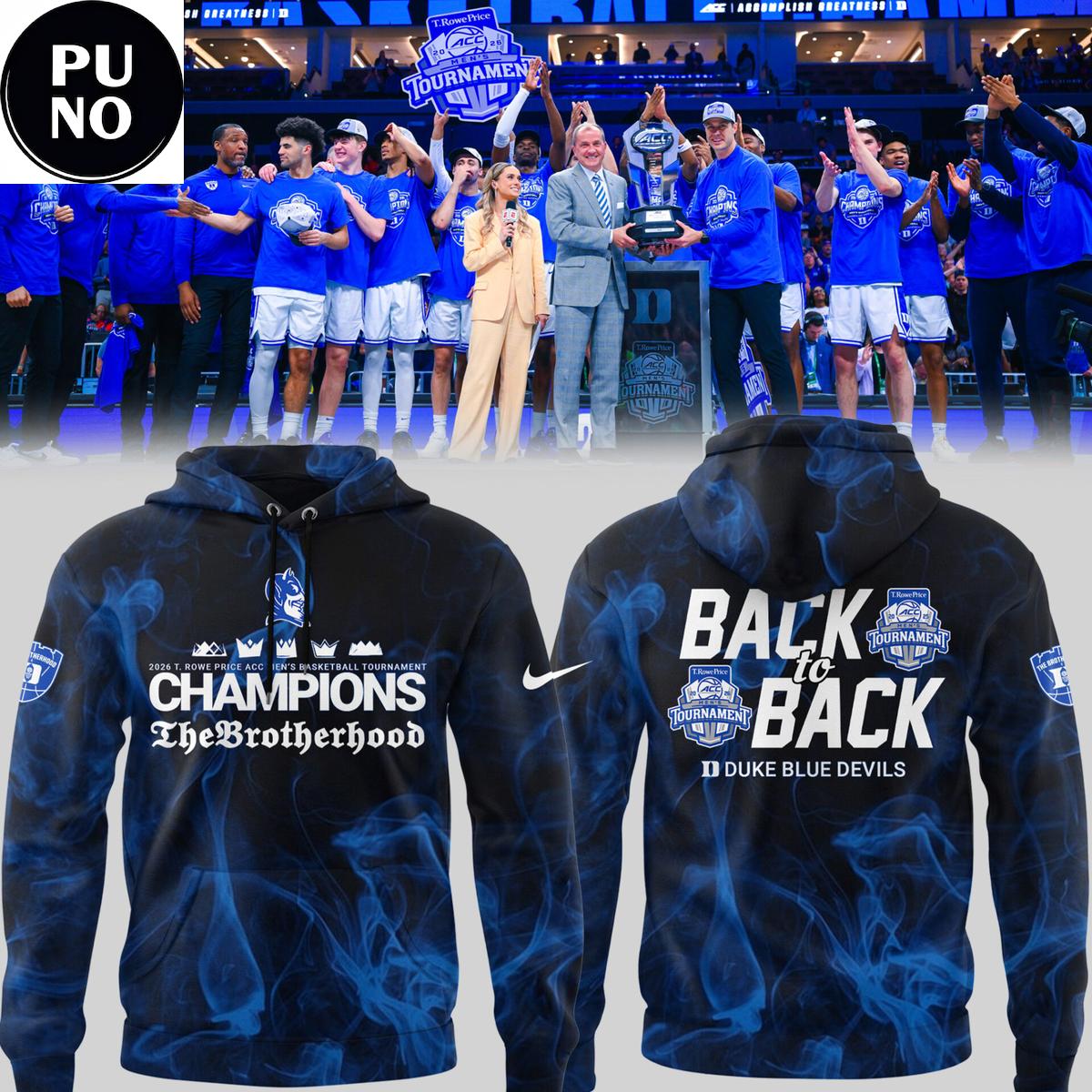 Duke Blue Devils ACC Tournament Champions 2026 Blue Smoke Hoodie