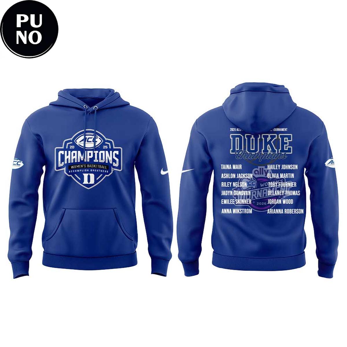 Duke Blue Devils Women’s Basketball 2026 ACC Women’s Tournament Championship Hoodie T-Shirt