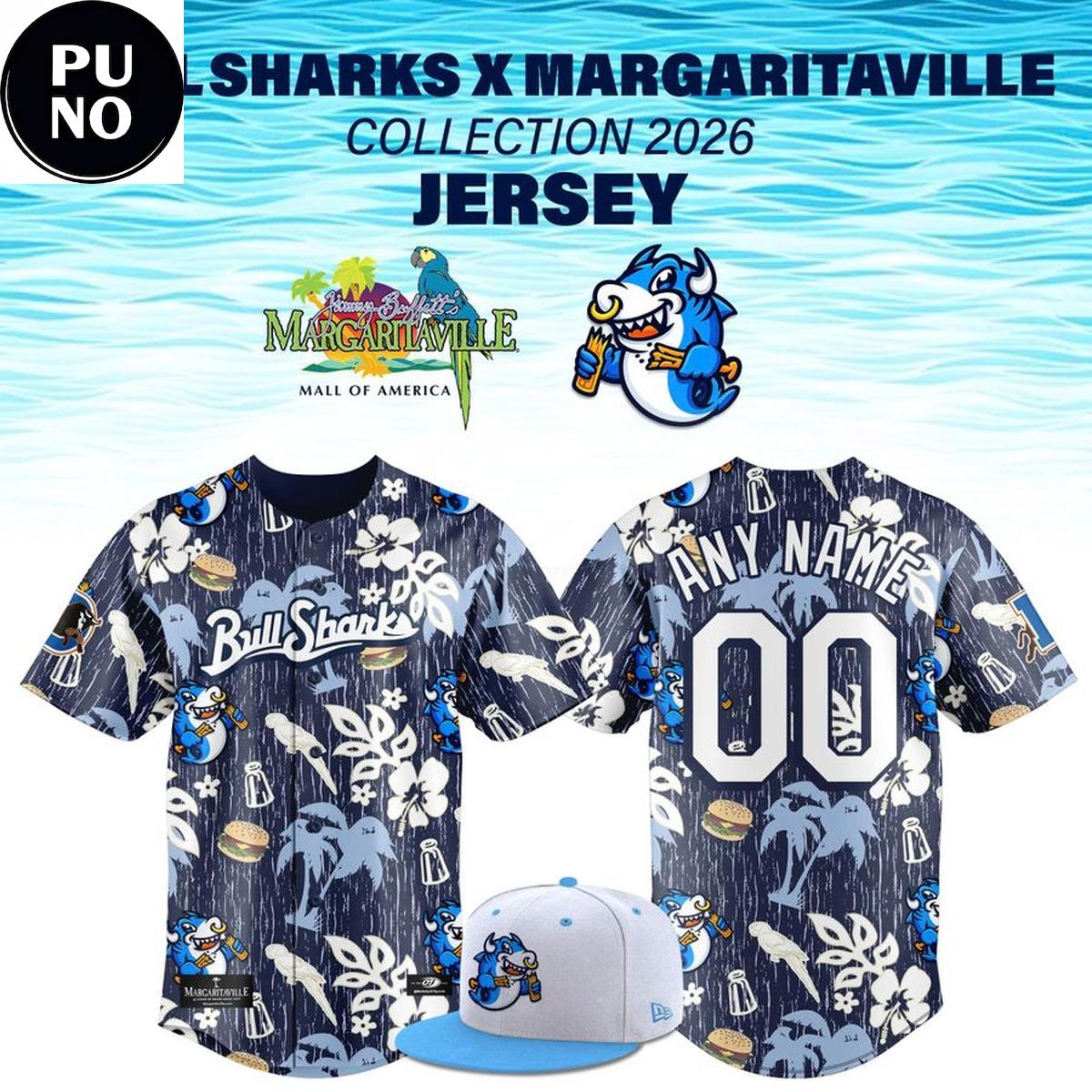 Durham Bulls 2026 Bull Sharks x Margaritaville Personalized Baseball Jersey