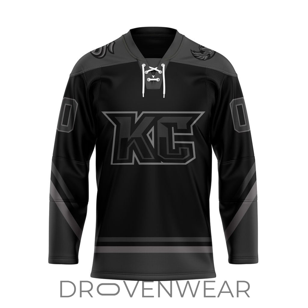 Echl Kansas City Mavericks Personalized 2026-27 Blackout Lace-up Hockey Jersey