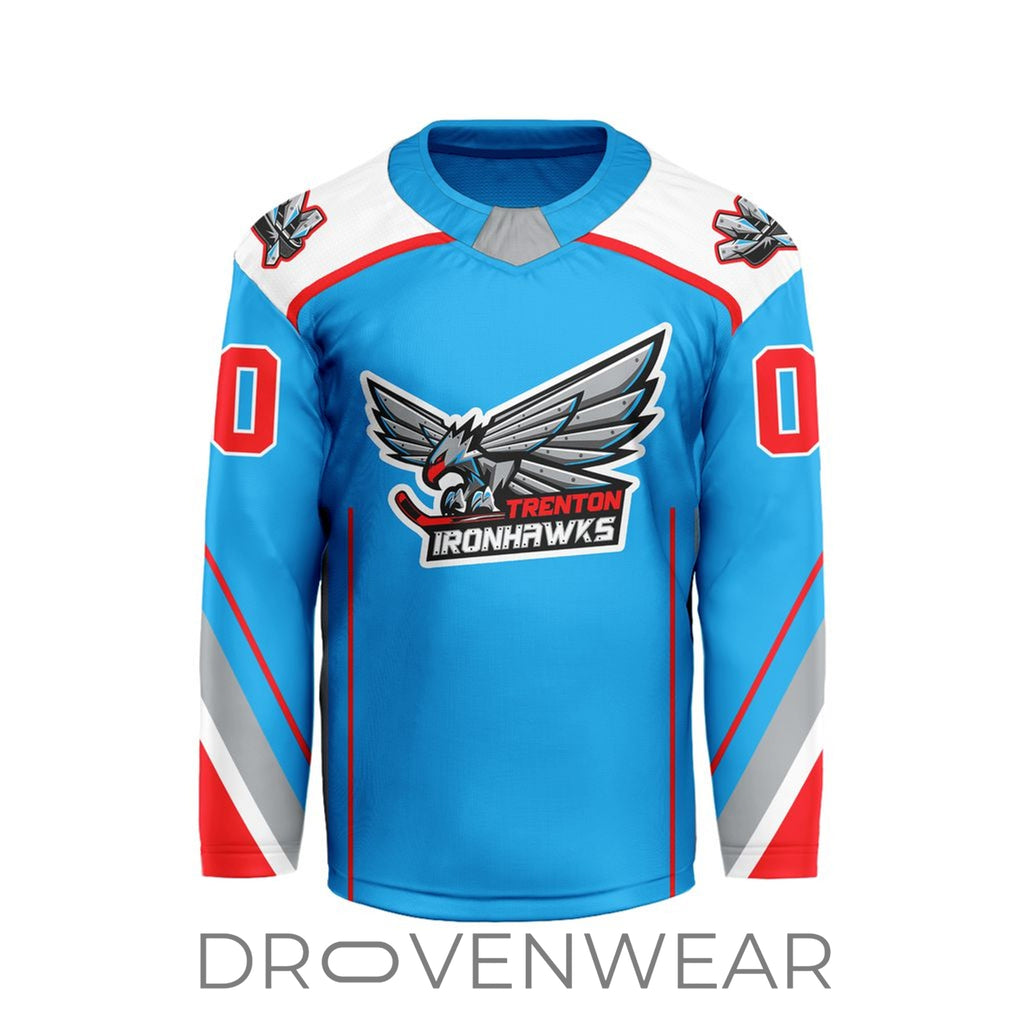 Echl Trenton Ironhawks Personalized 2026-27 Blue V-shaped Hockey Jersey