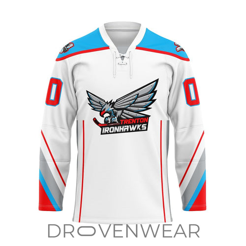 Echl Trenton Ironhawks Personalized 2026-27 White Lace Hockey Jersey