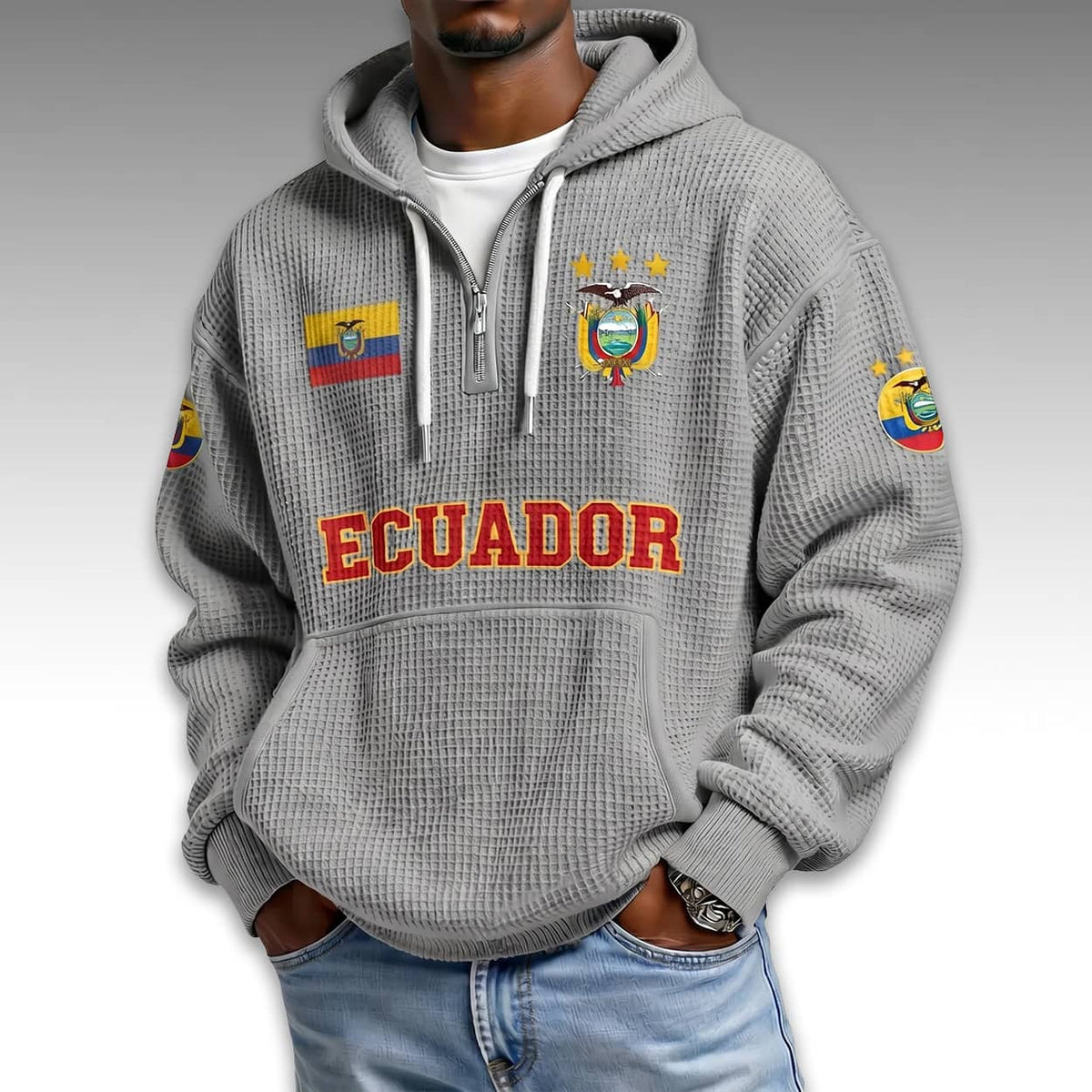 Ecuador World Cup 2026 Waffle Quarter Zip Hoodie