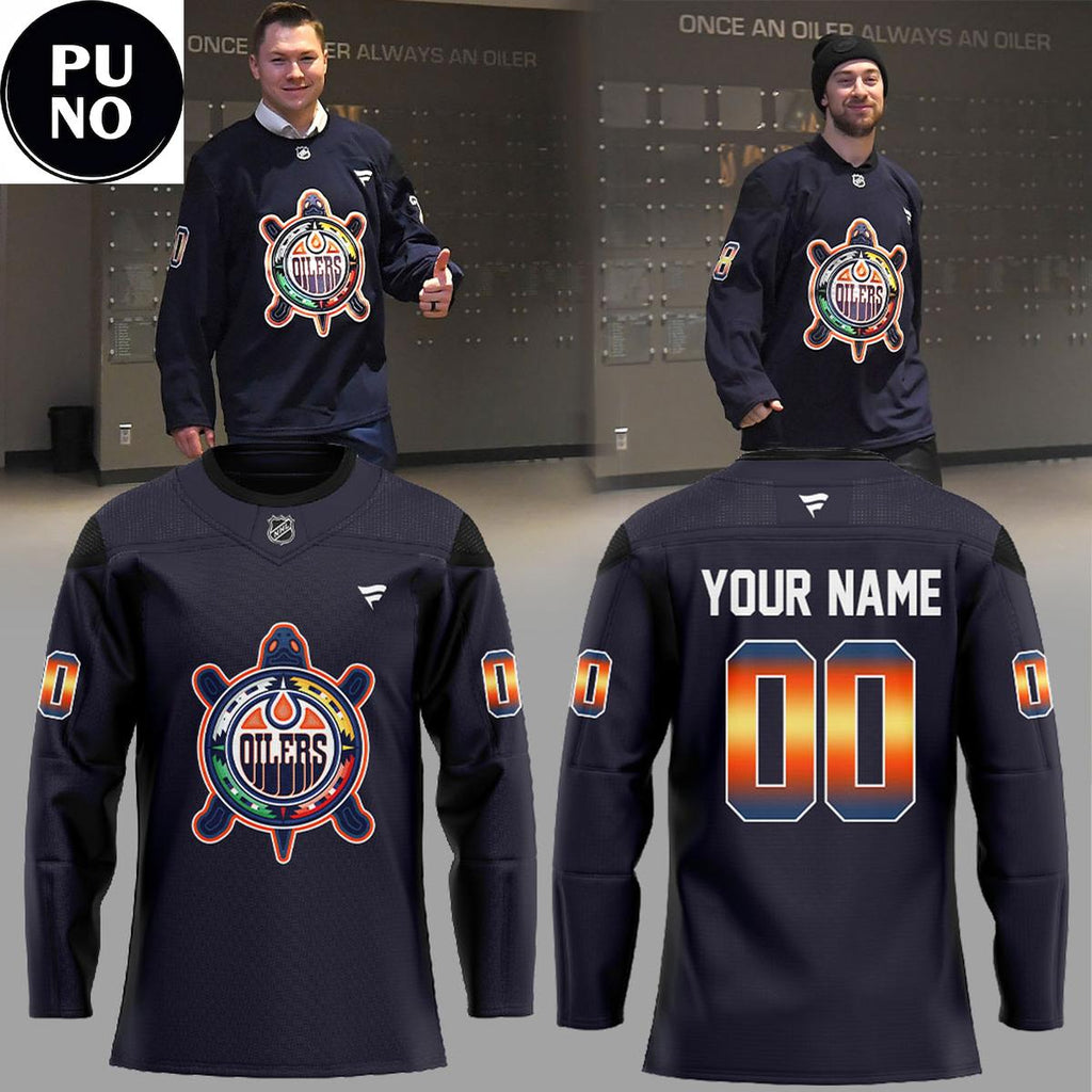 Edmonton Oilers x Indigenous Celebration Night 2026 Turtle Island Logo Personalized Hockey Jersey