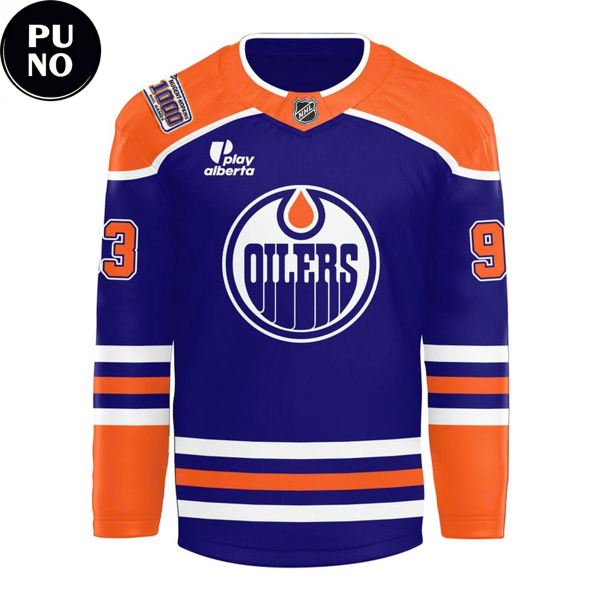 Edmonton Oilers x Ryan Nugent-Hopkins 1000th Games Hockey Jersey