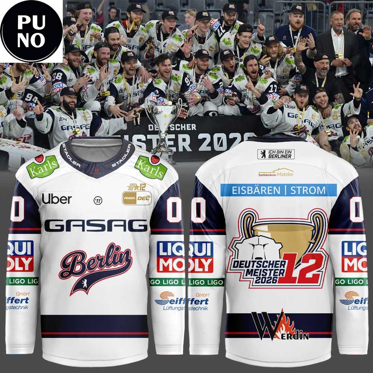 Eisbären Berlin 2026 Penny Del Champions 12th Personalized Hockey Jersey