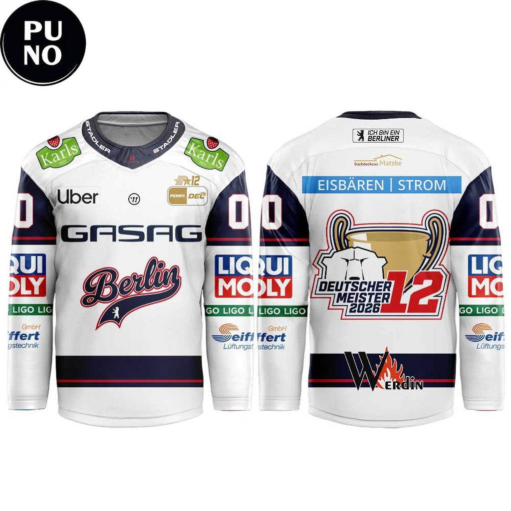 Eisbären Berlin 2026 Penny Del Champions 12th Personalized Hockey Jersey