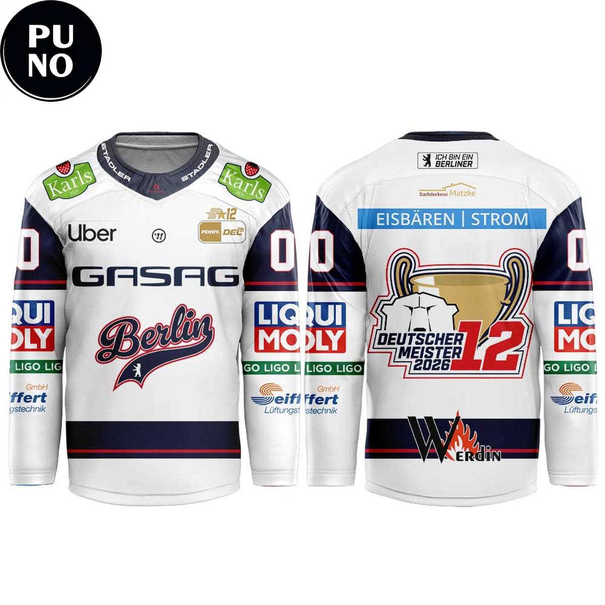 Eisbären Berlin 2026 Penny Del Champions 12th Personalized Hockey Jersey