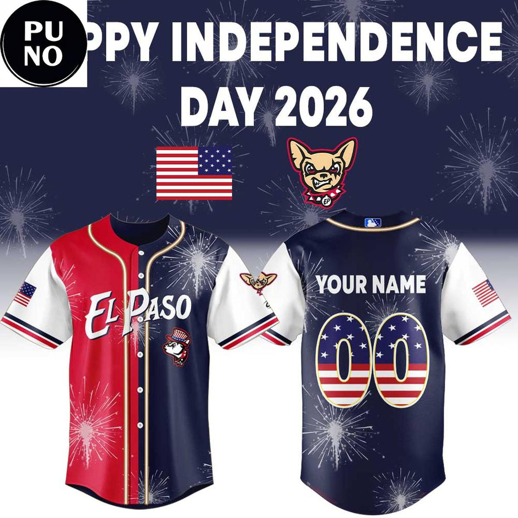 El Paso Chihuahuas Celebrate Independence Day 2026 Personalized Baseball Jersey