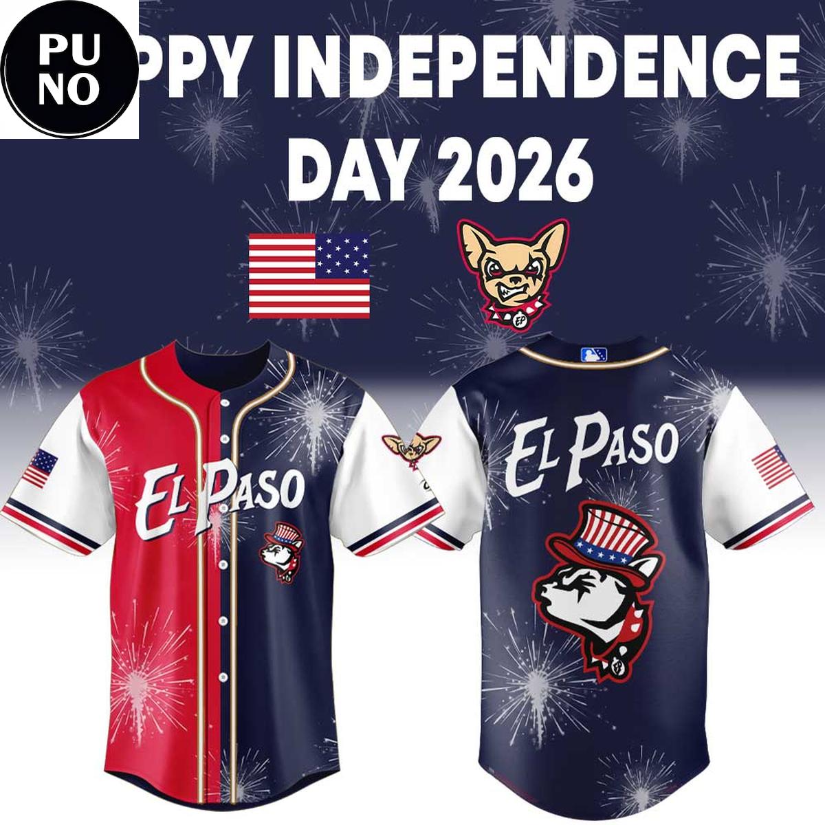 El Paso Chihuahuas Celebrate Independence Day 2026 Personalized Baseball Jersey