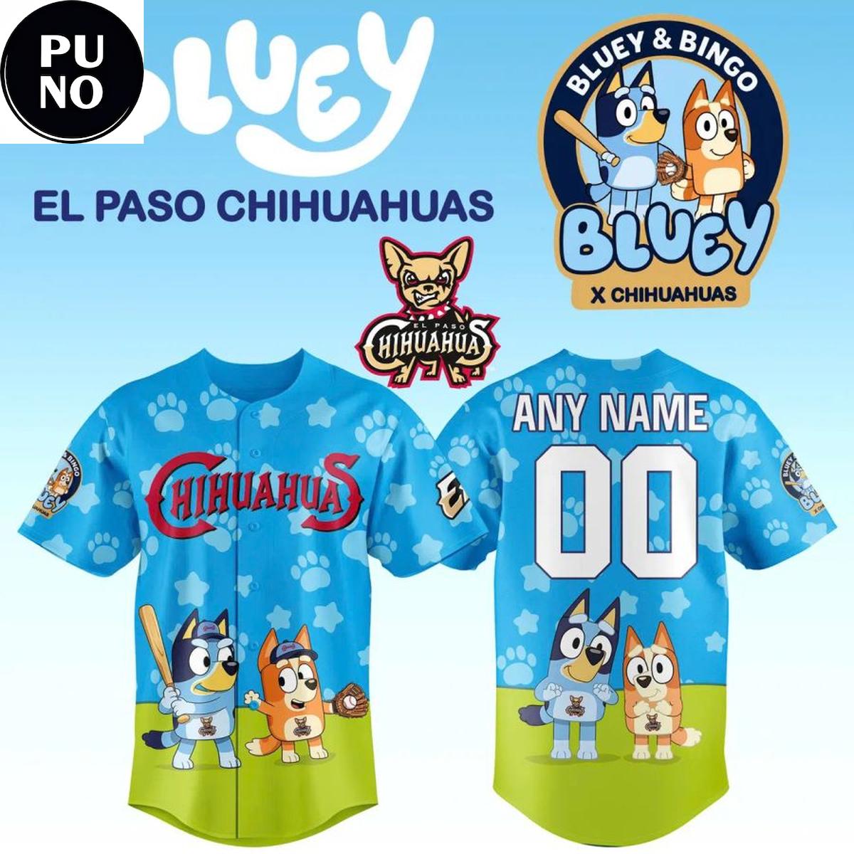 El Paso Chihuahuas x Bluey 2026 Personalized Baseball Jersey