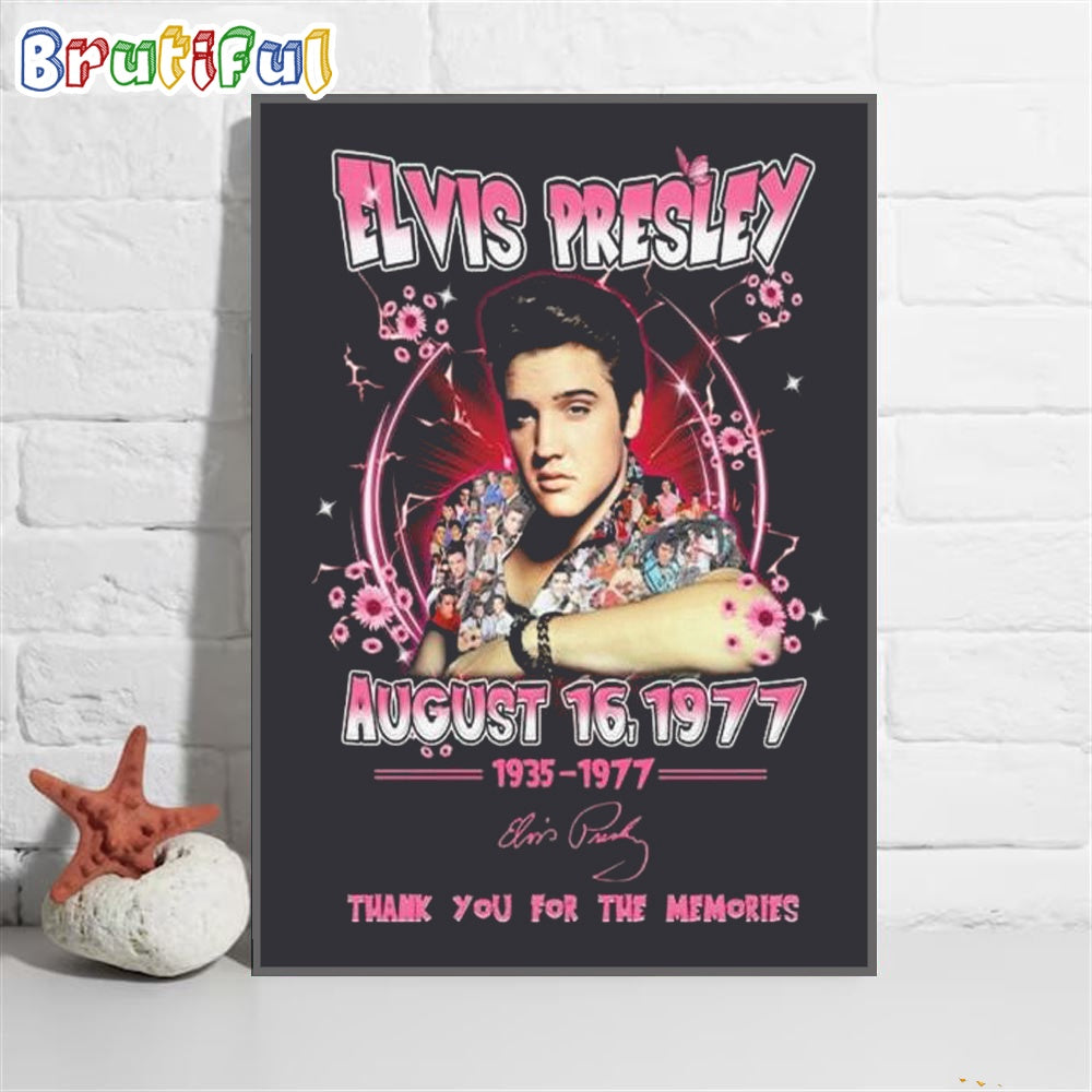 Elvis Presley August 16, 1977 Thank You For The Memories Wall Art Poster Canvas